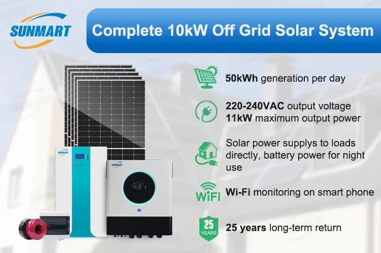10kw  off Grid Solar System  11000w Solar Inverter with 10kwh Lifepo4 Battery Renewable Energy