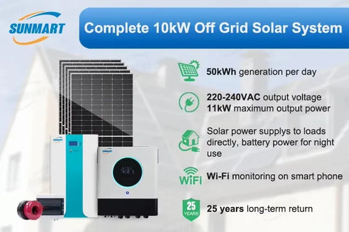 10kw  off Grid Solar System  11000w Solar Inverter with 10kwh Lifepo4 Battery Renewable Energy
