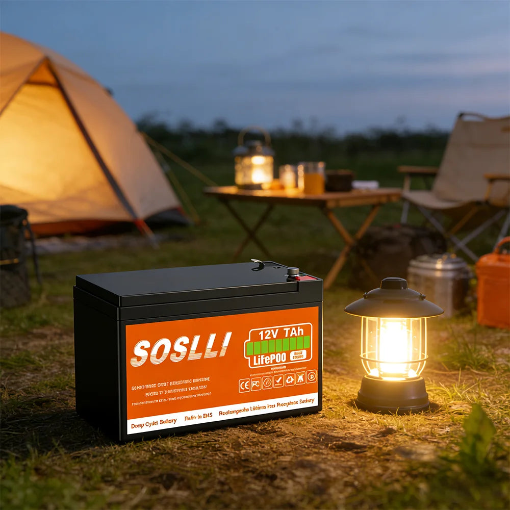 Massive-Power SOSLLI 12V 8Ah LiFePO4 Battery Stable Voltage for Portable CPAP Ventilator Respiratory Medical Backup