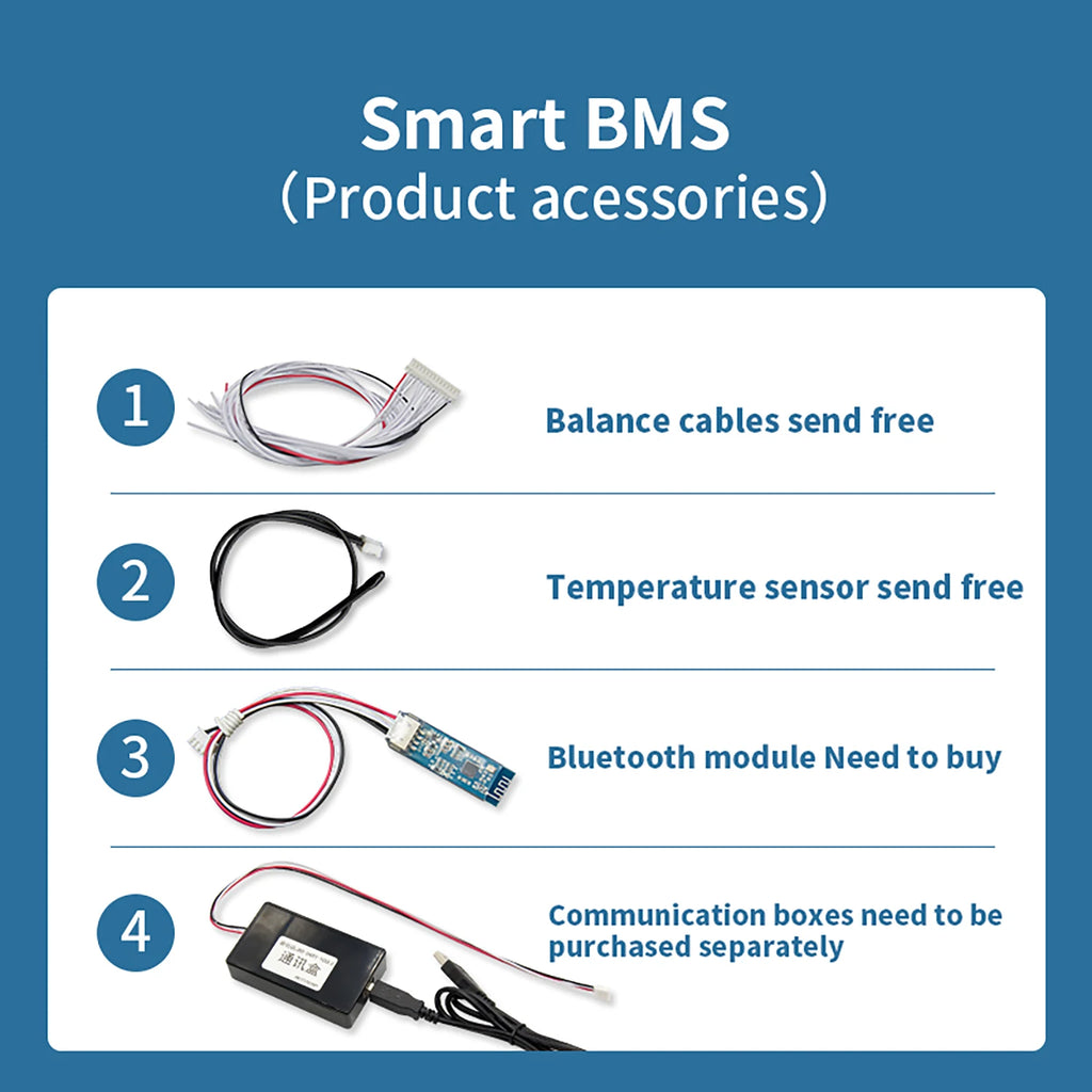 JBD BMS 3S 4S Lifepo4 Li-ion 12V 100A 150A 200A Smart BMS With Balance NTC BT UART Jiabaida BMS for Battery Pack