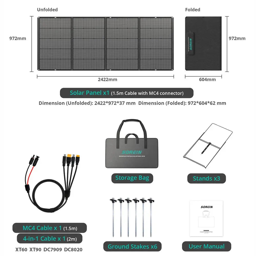 Sorein 400w Foldable Solar Panel 100w 200W Flexible Solar Panels Home Outdoor 400 Watt Solar Panels PRIME RJ SOLAR PH