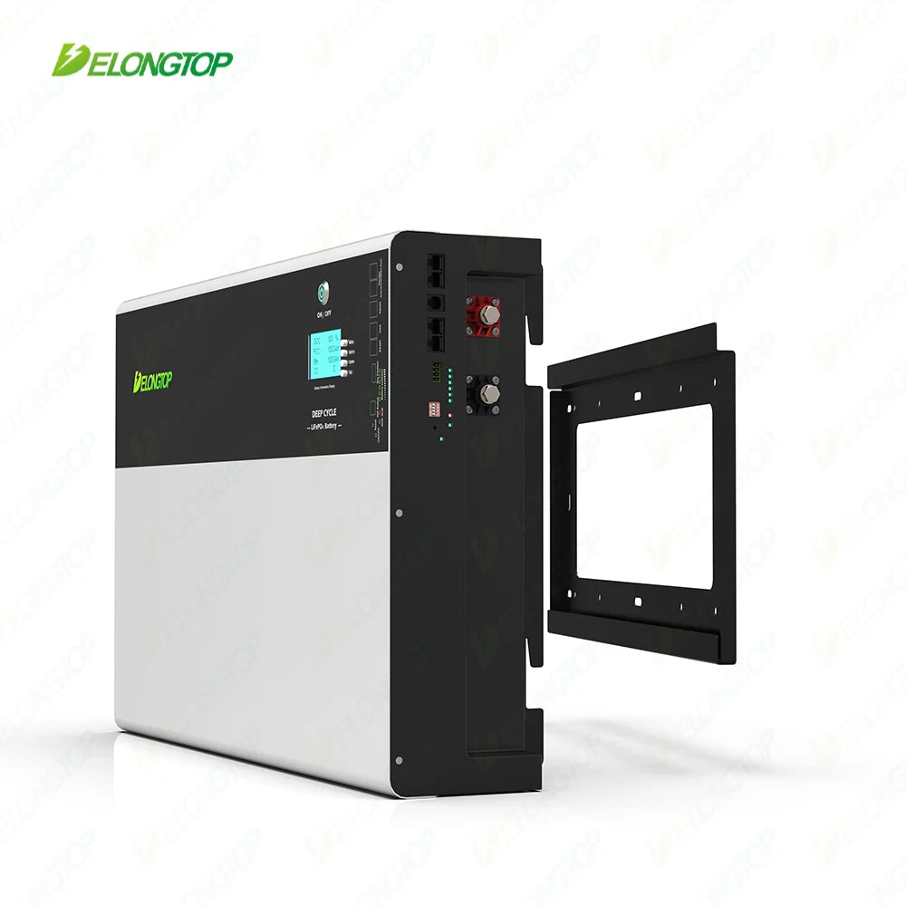 DELONGTOP 10KWH Wall Mounted Energy Storage Lithium Ion LiFePO4 Battery Pack 48V 200AH 51.2V Solar Battery Power Wall PRIME RJ SOLAR PH