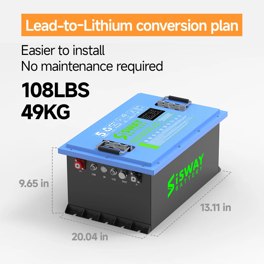 48V 105Ah Lithium Golf Cart Battery Built-in 200A BMS 4000+ Cycles Rechargeable LiFePO4 Battery Perfect for Golf Cart PRIME RJ SOLAR PH