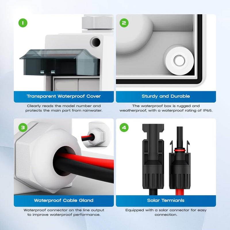 Solar Panel Disconnect Switch, 63A DC 1000V Breaker Box PV Disconnect Switch with IP65 Waterproof Box XT