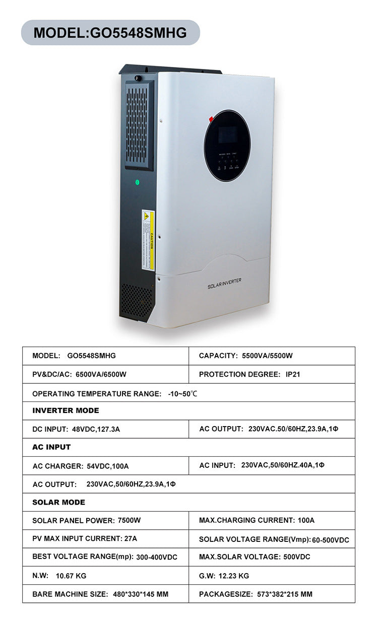 GD 3kW 5kW 6kW 11kW Hybrid Solar Inverter Pure Sine Wave 220V 240V MPPT Solar Panel On/Off Grid Tie Battery Home CE FCC RoHS
