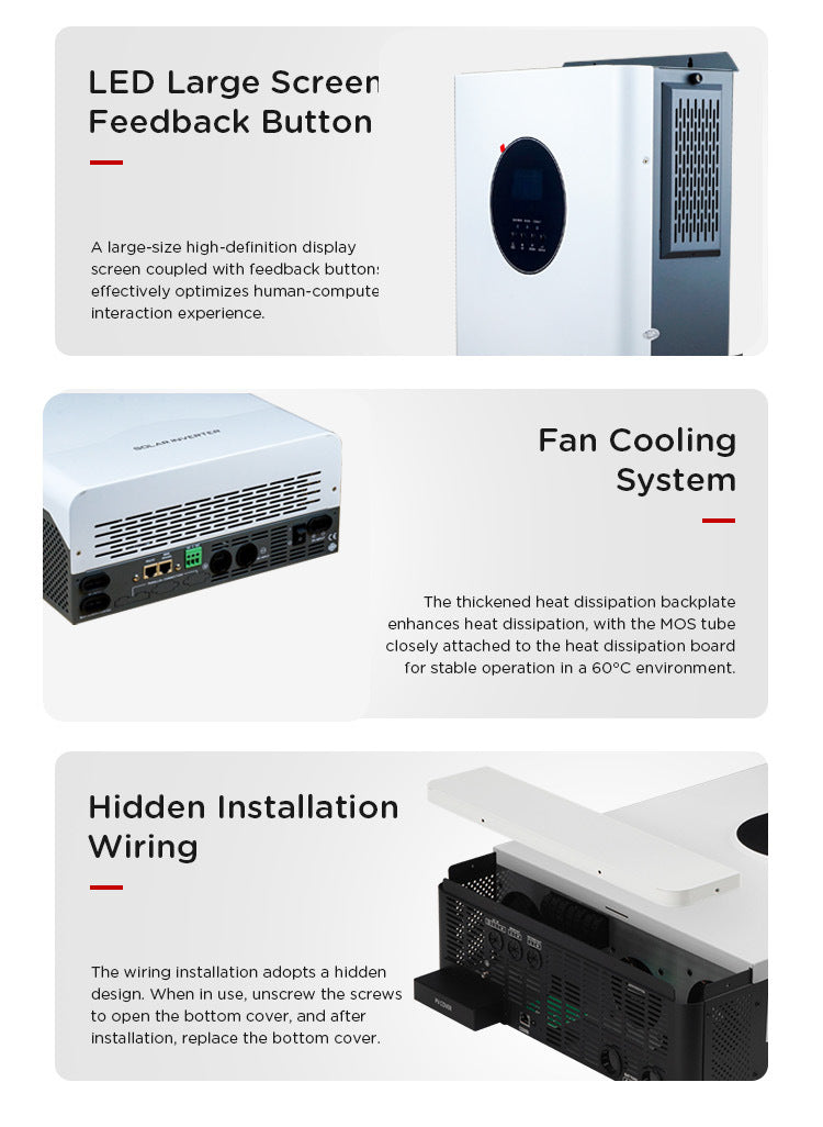 3KW 5KW 6KW 11KW Hybrid Solar Inverter Pure Sine Wave 220V 240V MPPT Solar Panel Inverter for Battery Home Off / Grid Tie System
