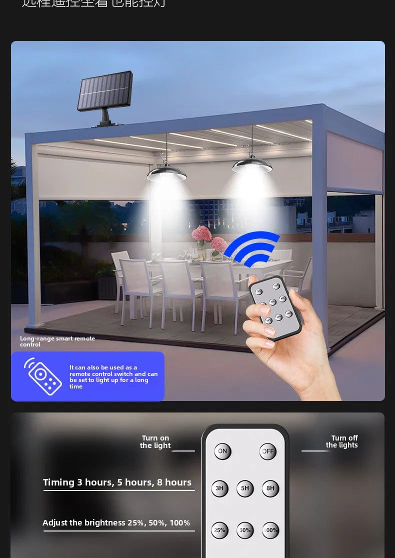 Solar Split Type Pendant Light Indoor Outdoor Super Bright Remote Control Waterproof Light Control CE