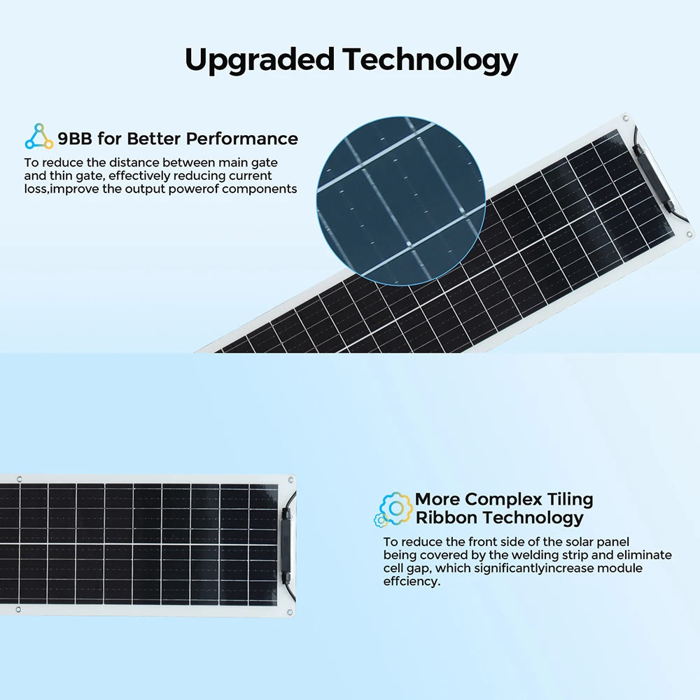 50W 100W 12V flexible solar panel 150w 200w solar panel caravan van Upgraded 10A /20A Solar Charge Controller for Car RV Marine
