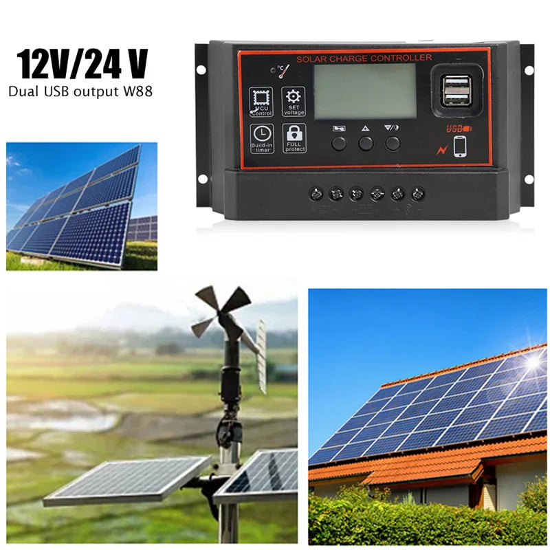 LUXUGLOW 20W-1000W Solar Panel 12V 100A Controller Phone RV Car MP3 PAD Outdoor Battery Camping Charger