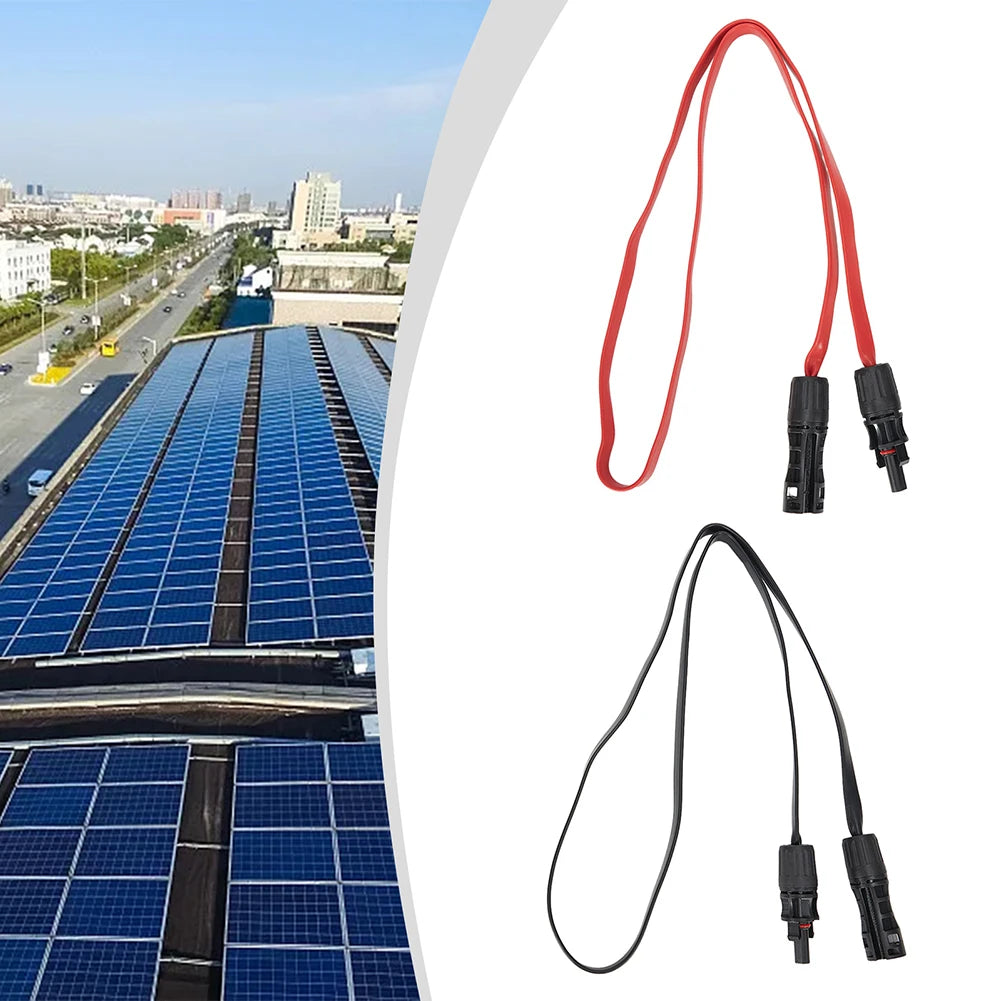 Flexible Flat Solar Cable 100cm 1500V 50A PV Connector Compatible Copper Wire Core for Casement Window Installation