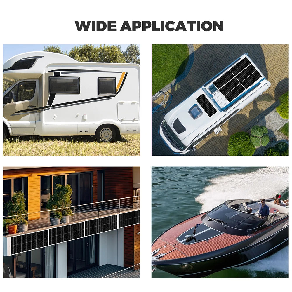 WUZECK 100W 200W Glass Solar Panel 18V PV Module Photovoltaic Cell 12V 24V Battery Car Boat RV Home CE FCC RoHS WEEE