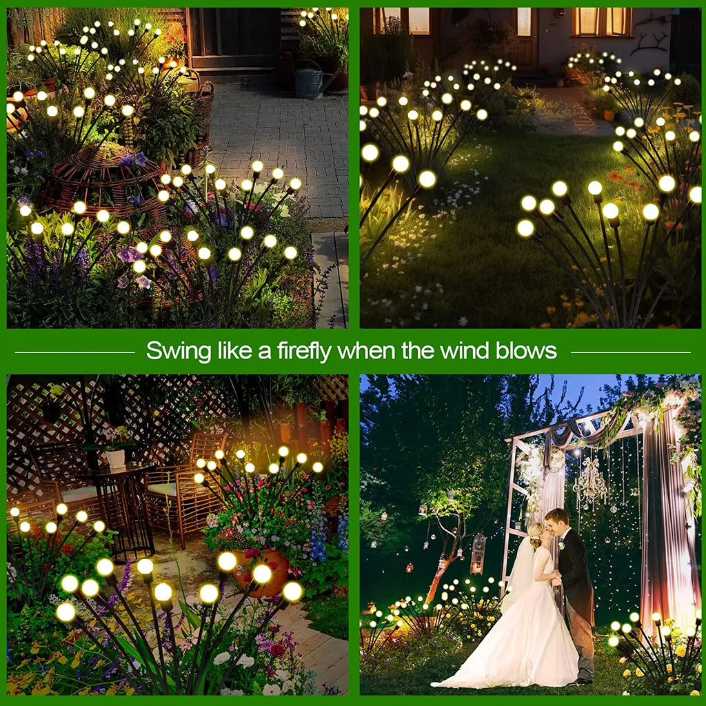 10-Pack Solar Garden Lights 100 LED Firefly Waterproof Solar Powered High Flexibility Swaying Landscape Lawn Light CQC EMC GS RoHS