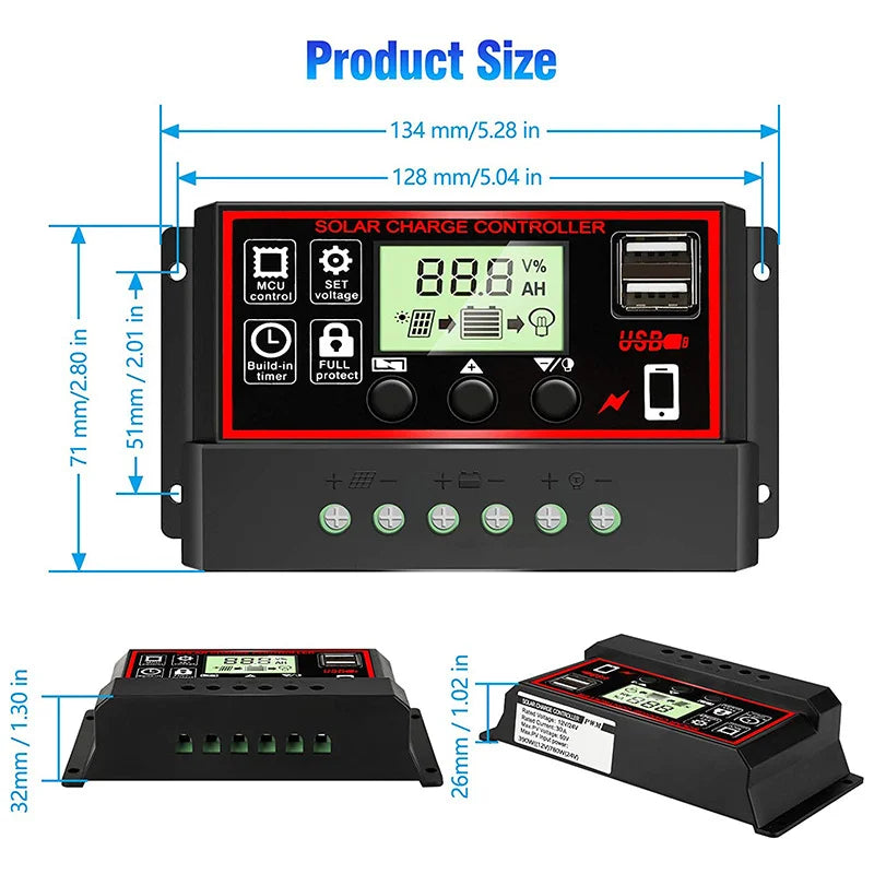 LUXUGLOW 20W-1000W Solar Panel 12V Solar Cell 100A Controller for Phone RV Car MP3 PAD Outdoor Camping Battery Charger Supply