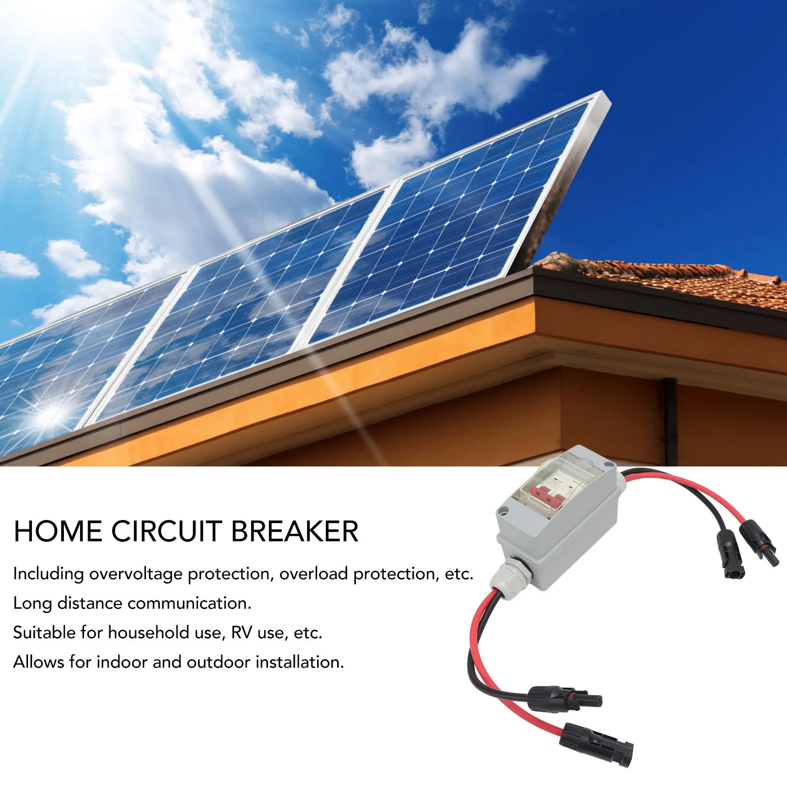 Circuit Breaker Switch Protector MCB 2P DC 500V 32A Disconnect Switch with IP65 Waterproof Distribution Box with Connector