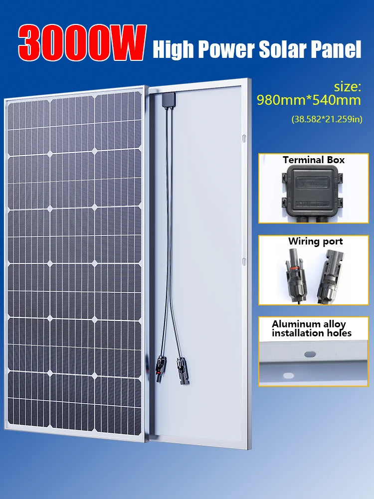6000W 3kW Solar Panel 18V High Efficiency Flexible Portable Power Bank Outdoor Home RV Camping Battery Charging CE FCC