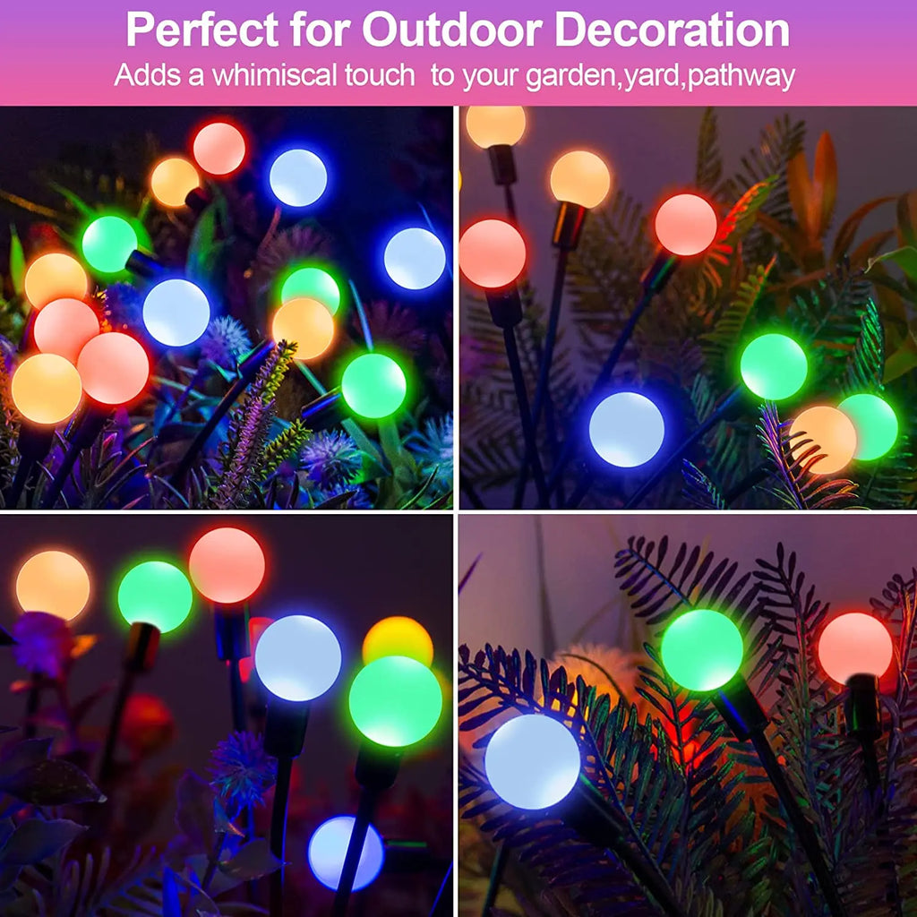 10-Pack Solar Garden Lights 100 LED Firefly Waterproof Solar Powered High Flexibility Swaying Landscape Lawn Light CQC EMC GS RoHS