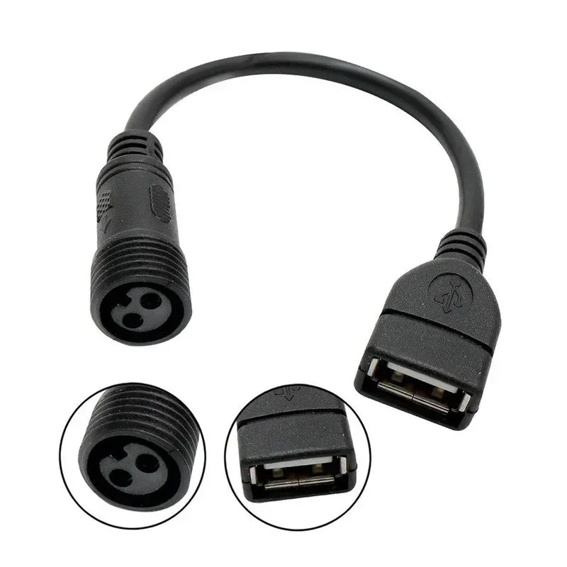 Outdoor Waterproof 2 Pin to USB Female Connector Cable for Solar Light Panel 2 Core Male Female to USB Conversion Wire Adapter PRIME RJ SOLAR PH