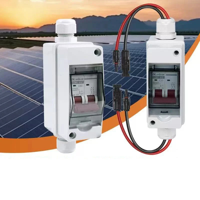 Solar Photovoltaic Combiner Box with Circuit Breaker IP65HT 2-way Waterproof Box 1 in 1 Out DC Photovoltaic Isolation Switch Box