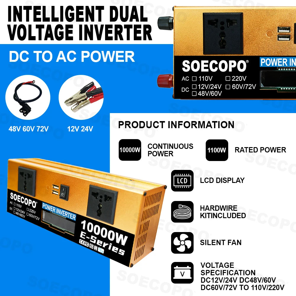 10000W Solar System Complete Kit Dual12V/24V To 110V/220V100A Controller 800W Panel Off-Grid Inverter for Home/Camping Backup