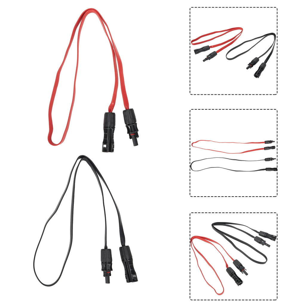 Flexible Flat Solar Cable 100cm PV Connector Compatible Copper Wire Core for Casement Window Installation
