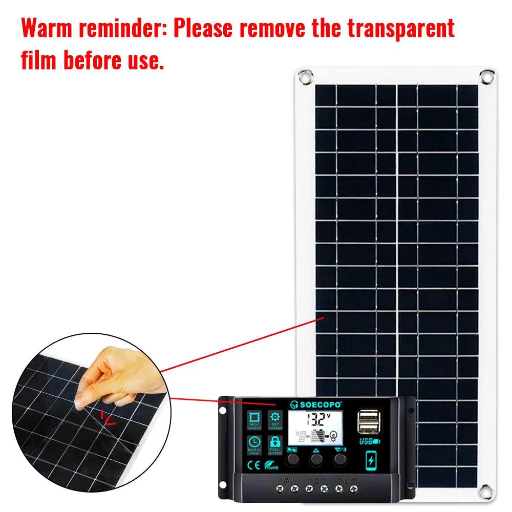 SOECOPO 800W Portable Solar Panel System Kit 4*200W Panels Free 100A Controller USB 5V for Camping Equipment RV Charge Phone