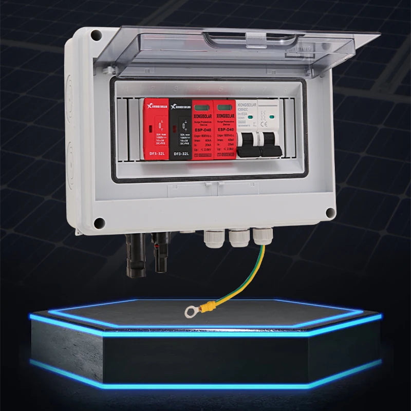 Solar photovoltaic PV Combiner Box With Lightning Protection 1 in 1 out DC 600V Fuse IP65 MCB SPD DB for Solar Panel  Box