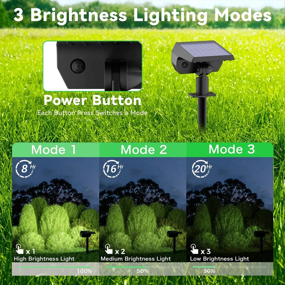 Solar Spot Lights Waterproof 2-in-1 Solar Powered Landscape Spotlights for Outside Yard Garden Tree Lawn Pathway