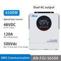Anern 5KW 6.5KW Hybrid Inverter 24V 48V Dual AC Output MPPT 160A 120A Solar Inverters Max PV 500Vdc For Lithium and Lead-acid