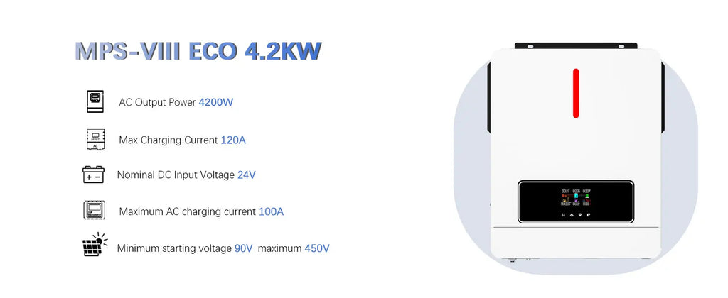 Y&H 4.2KW Hybrid Solar Inverter 24V 220V On/Off Grid Inverter Pure Sine Wave Inverter MPPT 120A Solar Charge Controller BMS WiFi