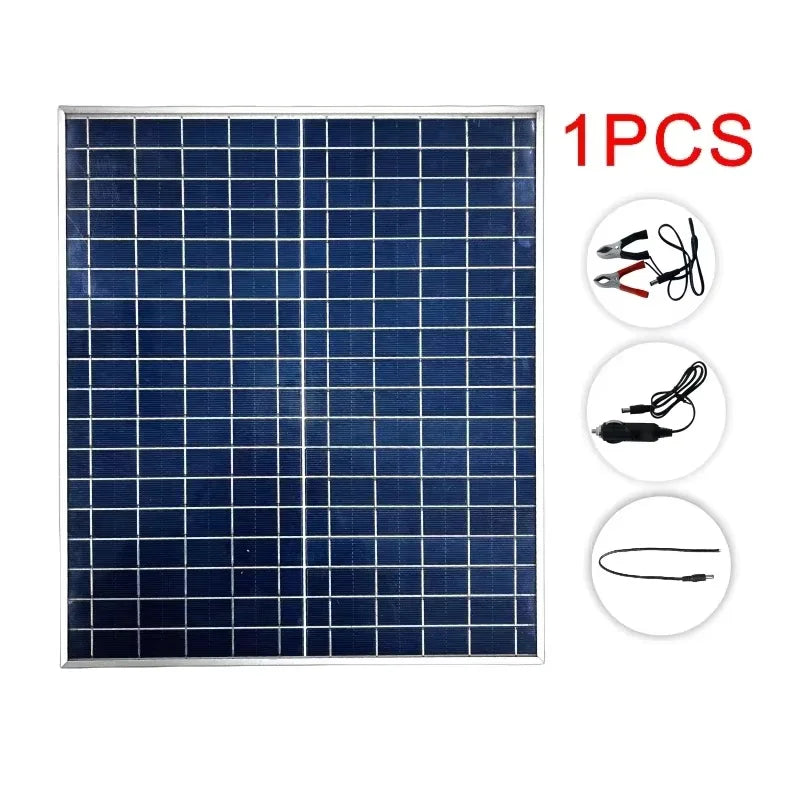500W Solar Panel Kit with 12V Controller Polycrystalline Silicon Power Supply Portable Outdoor Rechargeable Solar Cell, Househol
