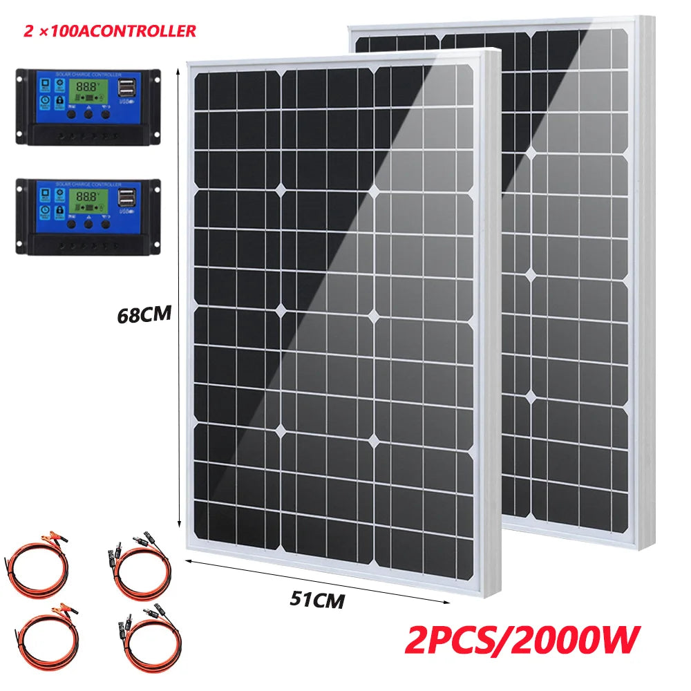 6000W 3kW Solar Panel 18V High Efficiency Flexible Portable Power Bank Outdoor Home RV Camping Battery Charging CE FCC