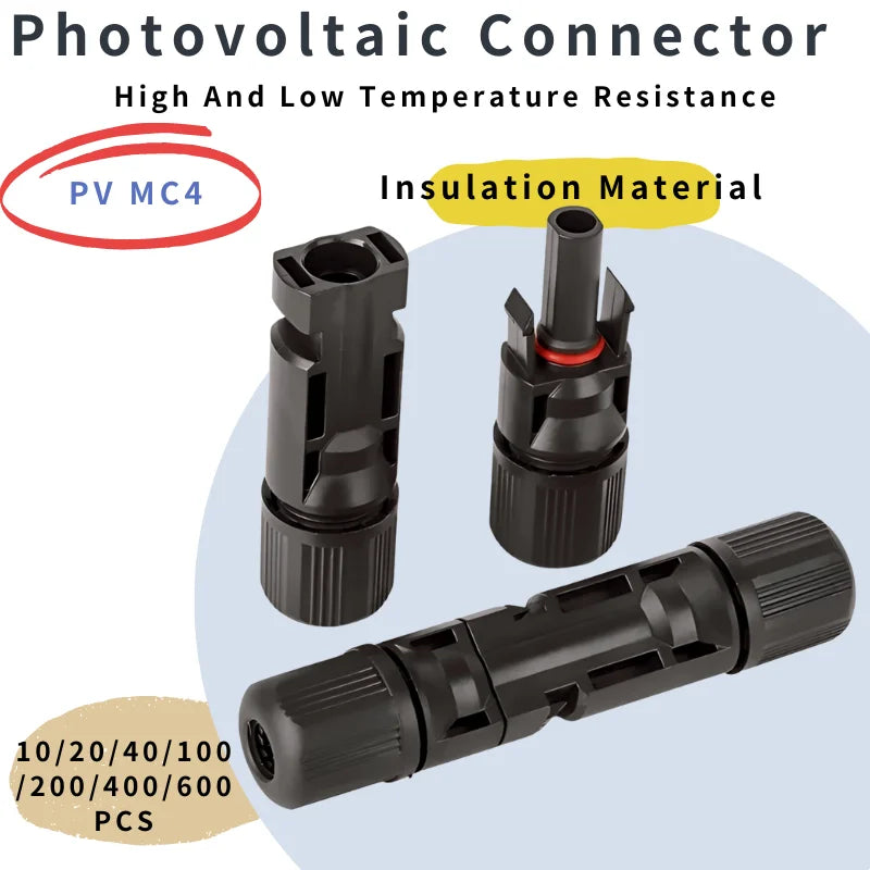 600/400/200/100/10Pcs Solar Panels Connectors Kit, PV Plug 1000V DC 30A, for Photovoltaic MC Cable 2.5/4/6mm² PRIME RJ SOLAR PH