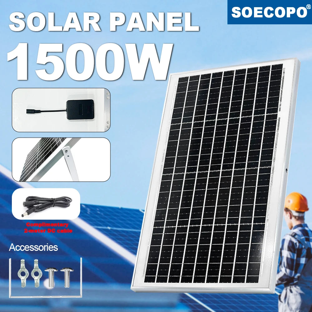 10000W Solar System Complete Kit Dual12V/24V To 110V/220V100A Controller 800W Panel Off-Grid Inverter for Home/Camping Backup