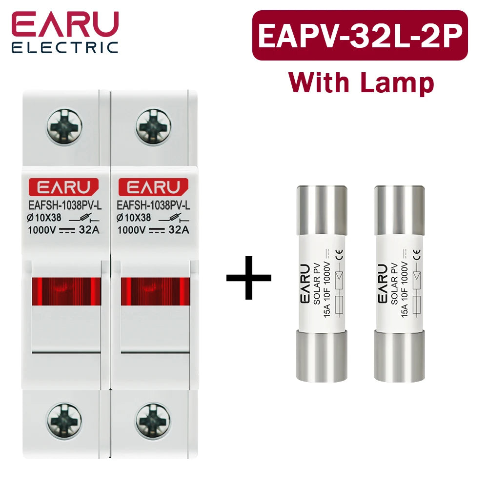 One Set 2P Parallel DC Fuse Holder 10*38mm High Voltage Solar PV 1000V 6A-32A Base Photovoltaic System Protection Protector gpV