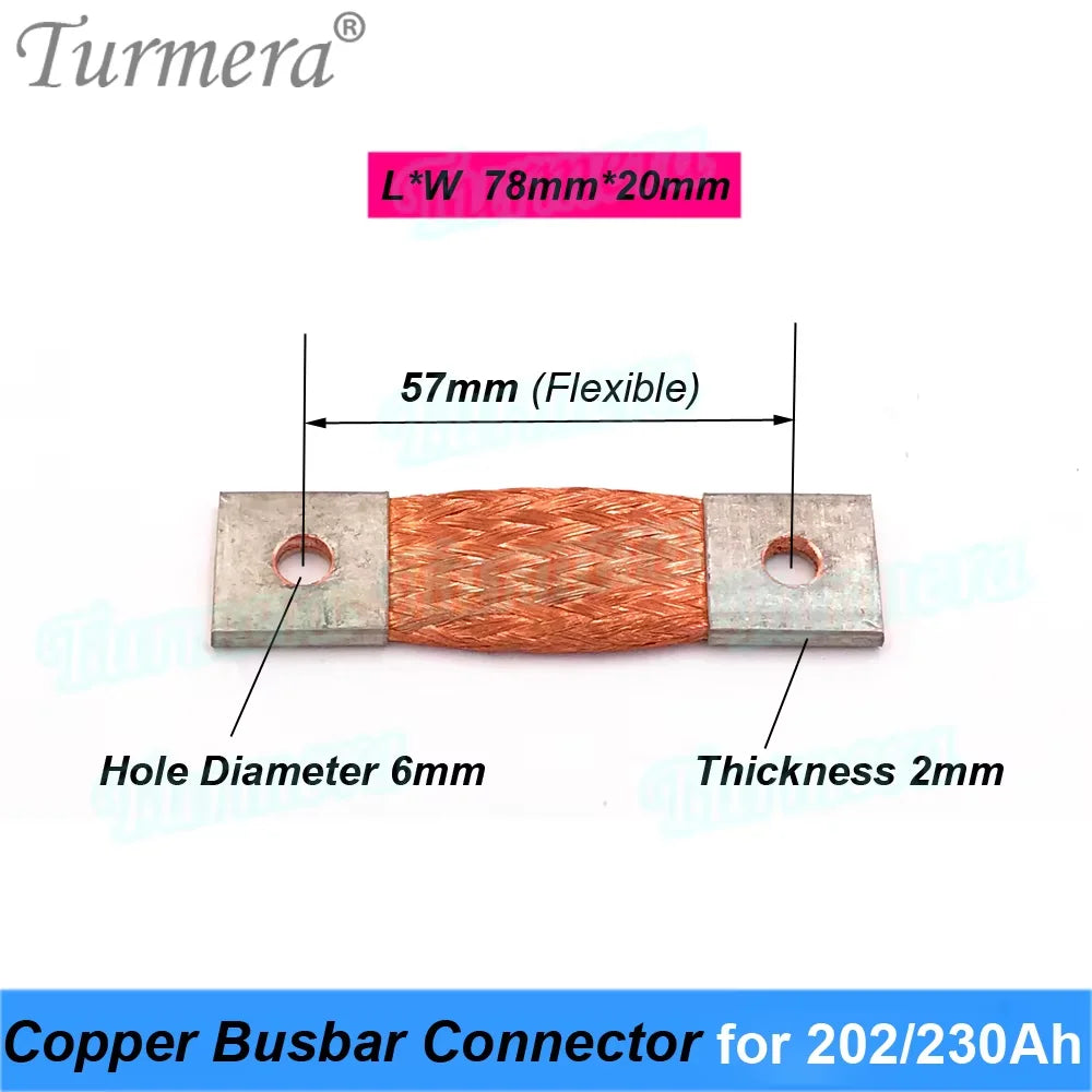 Busbar Lifepo4 Battery Flexible Copper Connecter 2mm Hole to Hole 53 57mm 74mm 400A Use in 12V 280Ah 310Ah 320Ah Lifepo4 Battery