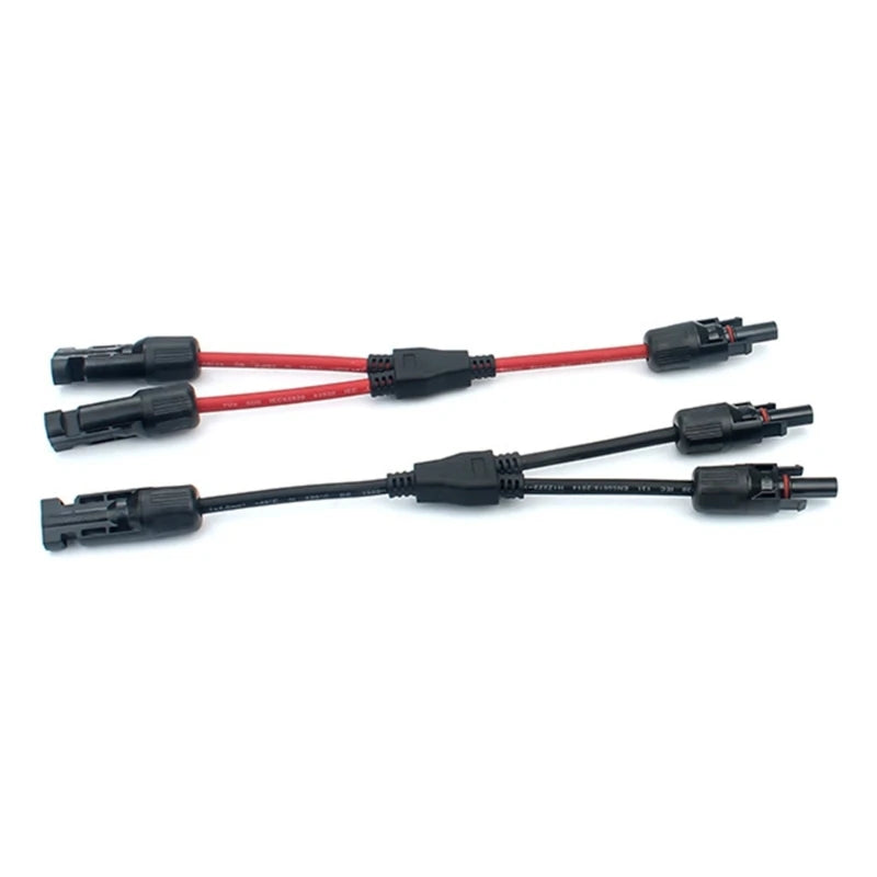 1-Pair 2-to-1 Y Branch Parallel Connection Solar PV Connector 1000V 30A Male Female Cable for Solar Photovoltaic