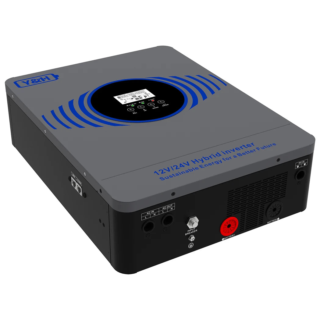 New Y&H 2.3KW 4.2KW Hybrid Solar Inverter 12V 24V to AC220V Off Grid Pure Sine Inverter Dual Output with MPPT 100A Solar Charger PRIME RJ SOLAR PH