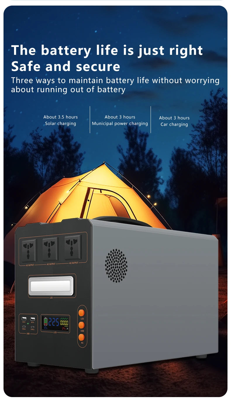 1000W/1500W/2000W/3000W/ Portable Power Station, Pure Sine Wave MPPT Solar Generator with Solar Panel for RV Camping Off Grid