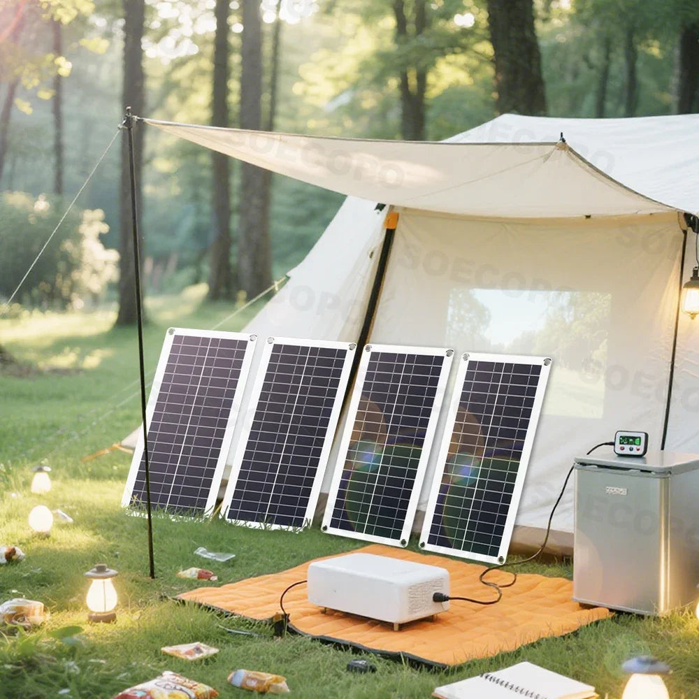 SOECOPO 800W Portable Solar Panel System Kit 4*200W Panels Free 100A Controller USB 5V for Camping Equipment RV Charge Phone