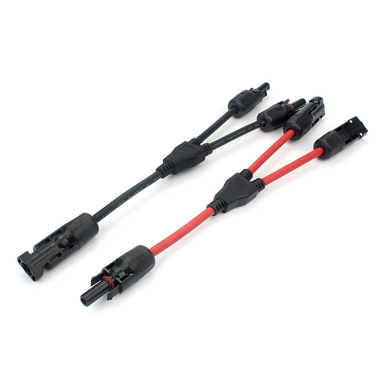 1-Pair 2-to-1 Y Branch Parallel Connection Solar PV Connector 1000V 30A Male Female Cable for Solar Photovoltaic