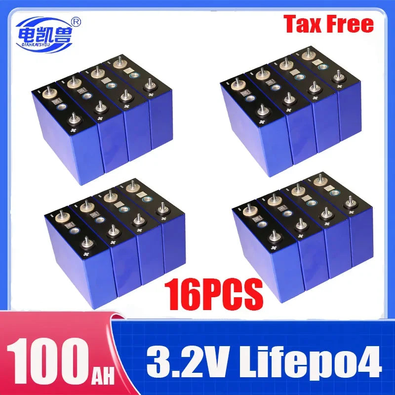 16pcs 3.2V 360Ah 340Ah 105Ah 100Ah Lifepo4 Battery Lithium Iron Phosphate Cell For 12v 24v RV Campers Golf Cart Battery Tax Free