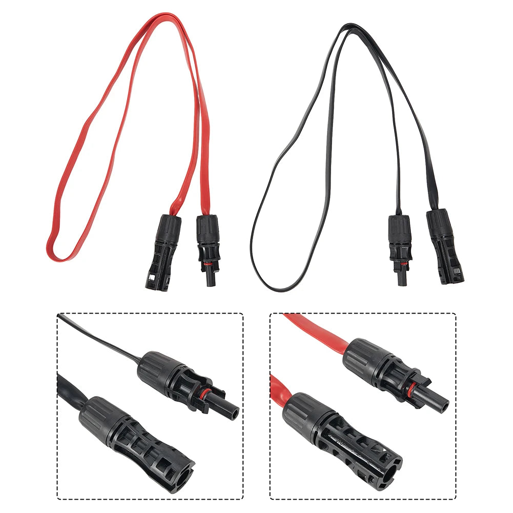 Flexible Flat Solar Cable 100cm 1500V 50A PV Connector Compatible Copper Wire Core for Casement Window Installation