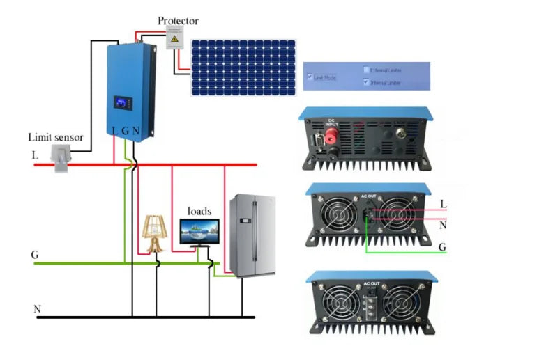 2000W 2-Phase 240V On-Grid Tie Solar Inverter 3M Limiter Sensor MPPT DC 45-90V Microinverter for US CE LVD 1-Year Free Maintenance Lifetime Support