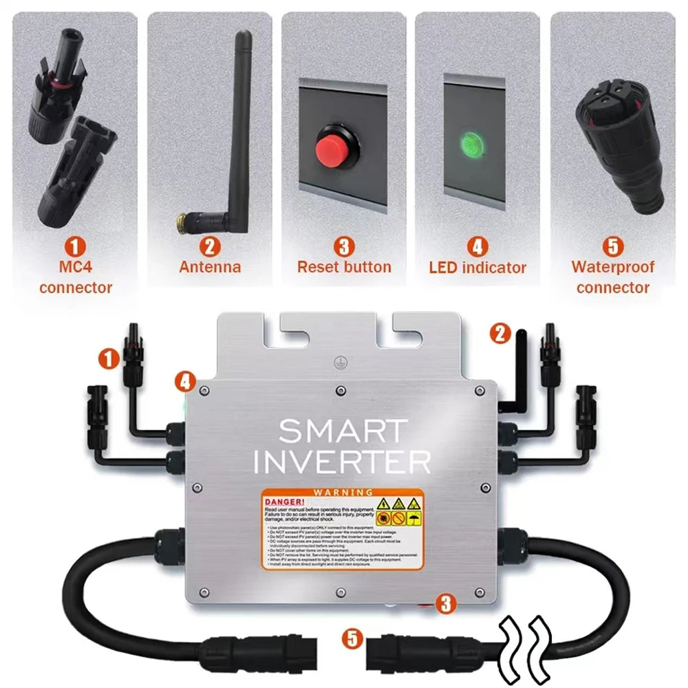 PV Input Voltage 20~60V AC Output 110V/230V Auto 600W/700W/800W/1000W Micro Solar Grid Tie Inverter With WIFI Monitor PRIME RJ SOLAR PH