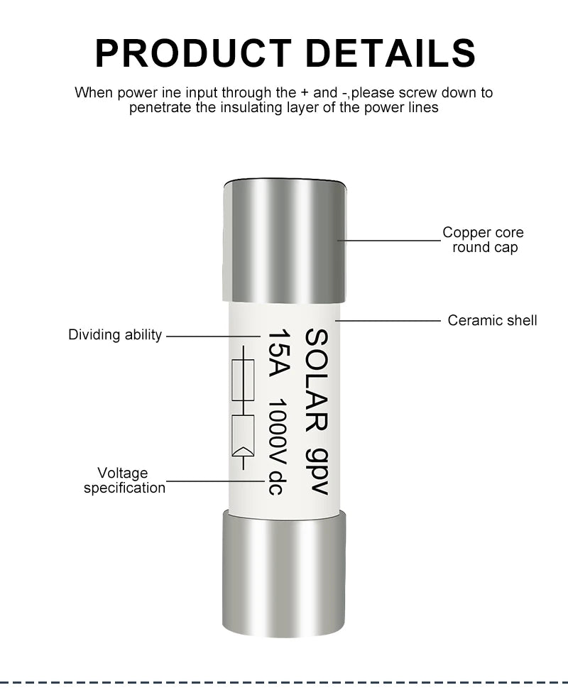 DC PV Fuse 1000V High Voltage For Solar System Short Circuit Protection 1A 2A 3A 4A 5A 6A 8A 10A 15A 20A 25A 30A 32A PRIME RJ SOLAR PH