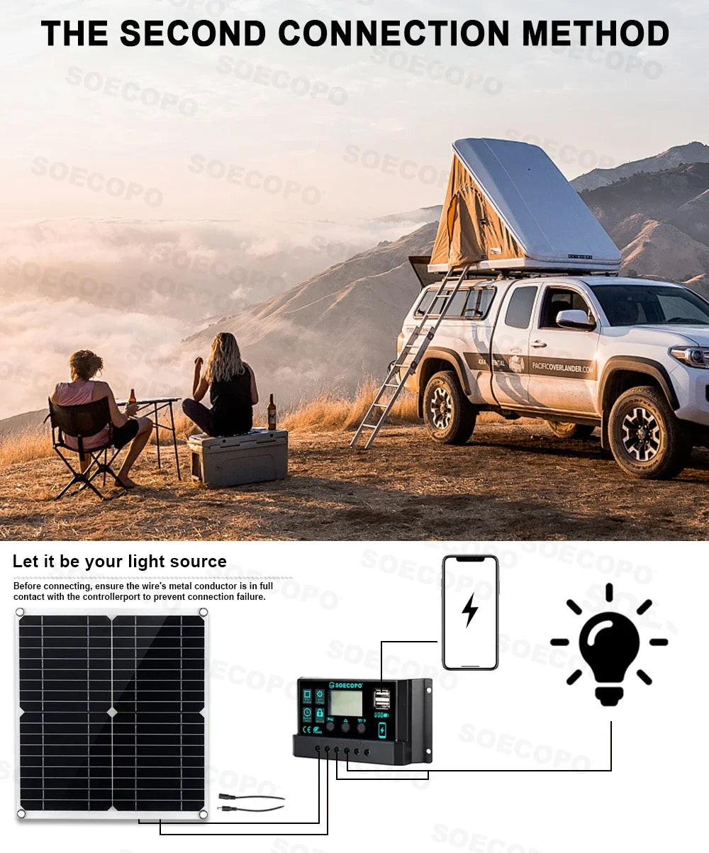 Portable 10000W Peak Solar Kit Complete 12V To 220V 110V Inverter 300W Photovoltaic Panel 100A Controller for Generators Home PRIME RJ SOLAR PH