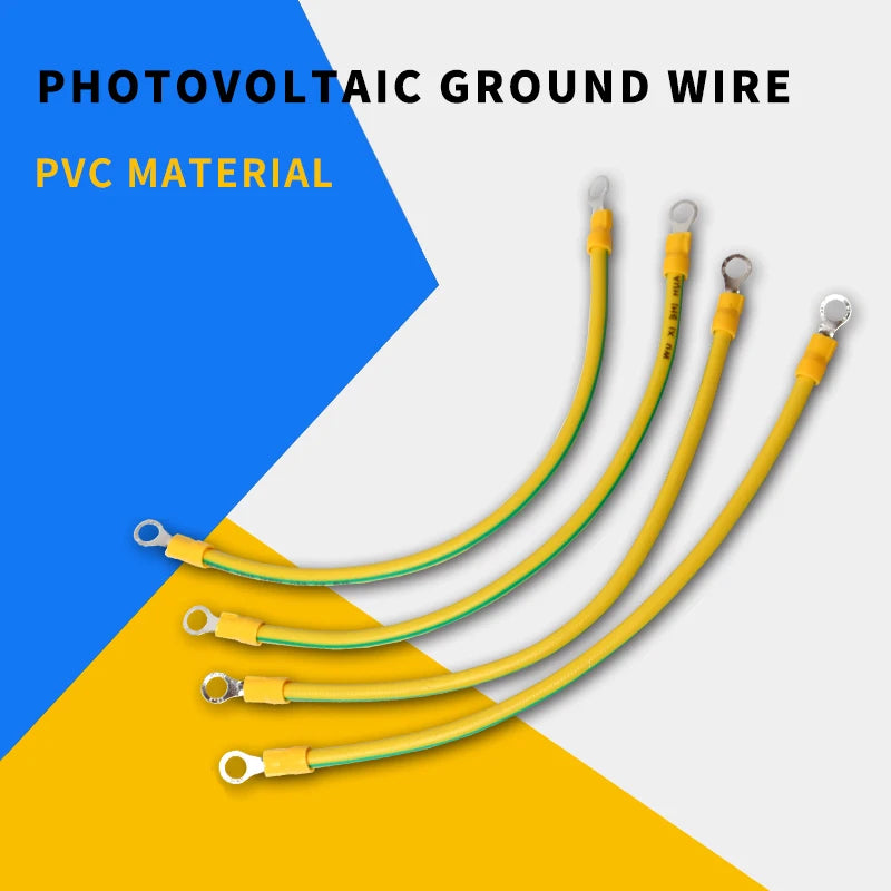 10pcs Solar Photovoltaic Grounding Wire with Terminals 10/12/14AWG BVR Solar Earth Wire Yellow-Green Flexible Copper Earth Cable PRIME RJ SOLAR PH