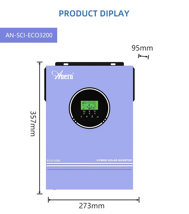 1600W 3000W Hybrid Solar Inverter 12V 24V 220V Pure Sine Wave Inverter Built in MPPT 80A Solar Charger Controller Max PV 400VDC PRIME RJ SOLAR PH