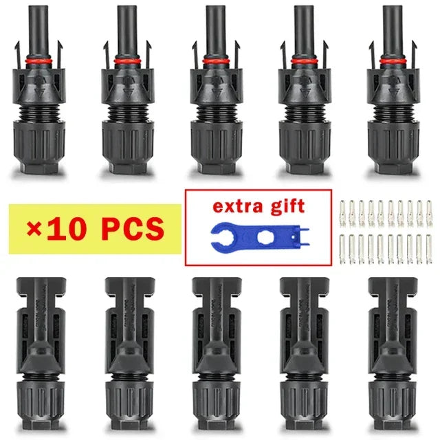 Photovoltaic Solar Connector Kit 1000V 30A 10 20 40 100 200 400 Pcs PV MC Cable 2.5mm2 4mm2 6mm2 Panel Connectors