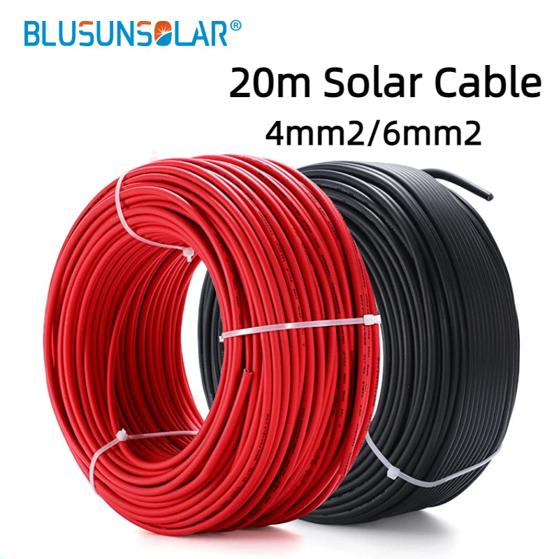 20 Meters 1500V Solar Photovoltaic Wire Red Black Single Core 4mm2/6mm2 12/10AWG Cable Tinned Copper XLPE Jacket for PV Panels PRIME RJ SOLAR PH